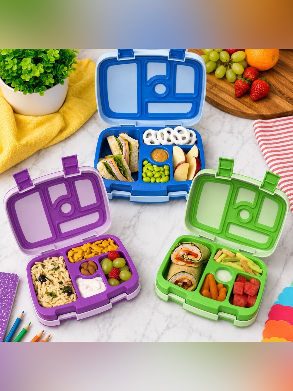 Bentgo Kids Leak-Proof Bento Lunch Boxes 3 Pack - Picture 3 of 5